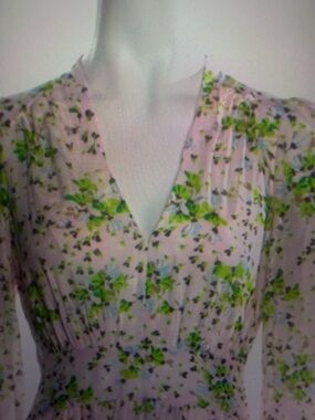 ME+EM Pink Floral A-Line Dress with V-Neck